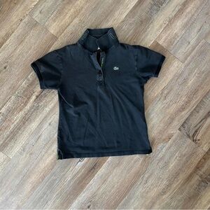 Black Lacoste Polo Shirt with Logo